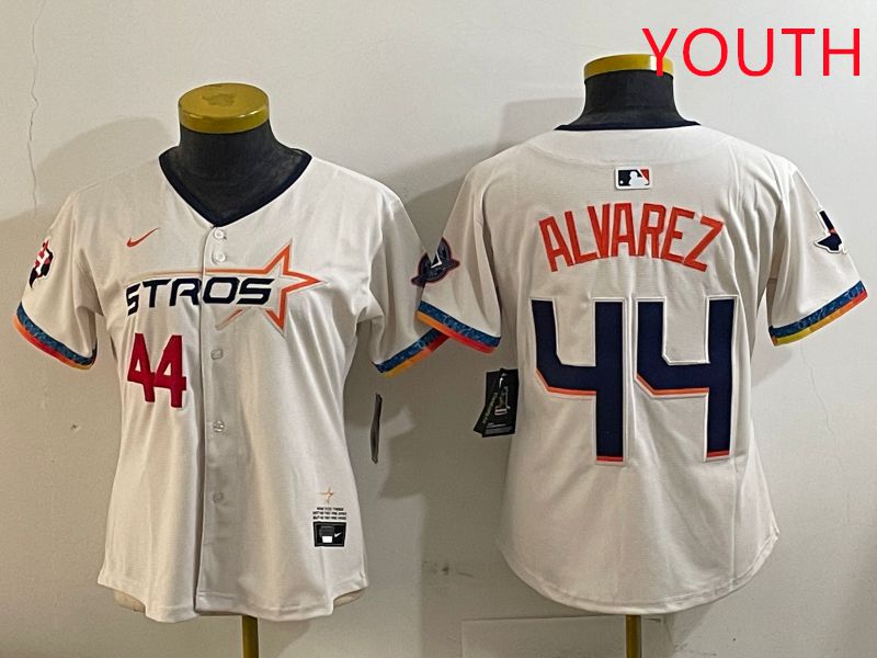 Youth Houston Astros 44 Alvarez Cream Fourth generation Joint Name Nike 2025 MLB Jersey style 2